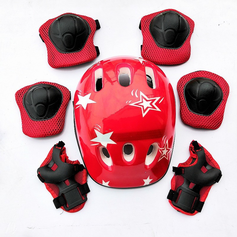 Skateboard kids balance car thickened knee pads roller skates protective gear set children's roller skating helmet protective gear set 7 pieces