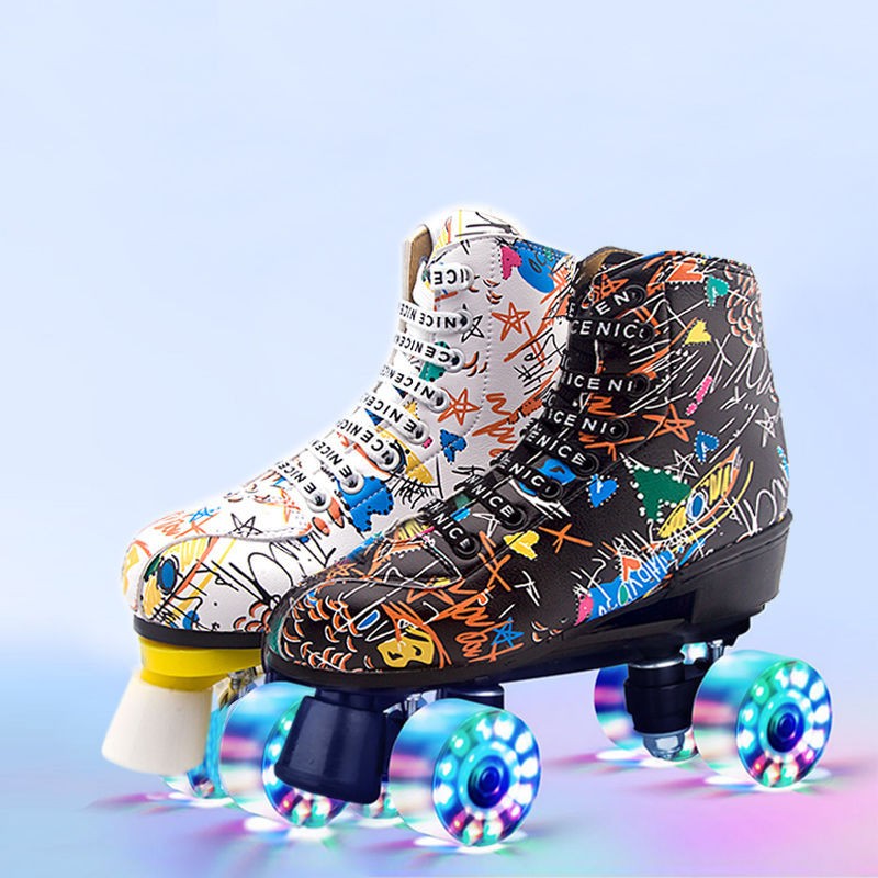 Customize LED Light Roller Skating 4 Combinations PU Wheel skatewheel Double-Row Skates flashing Roller